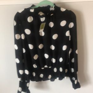 Black white polka dot blouse